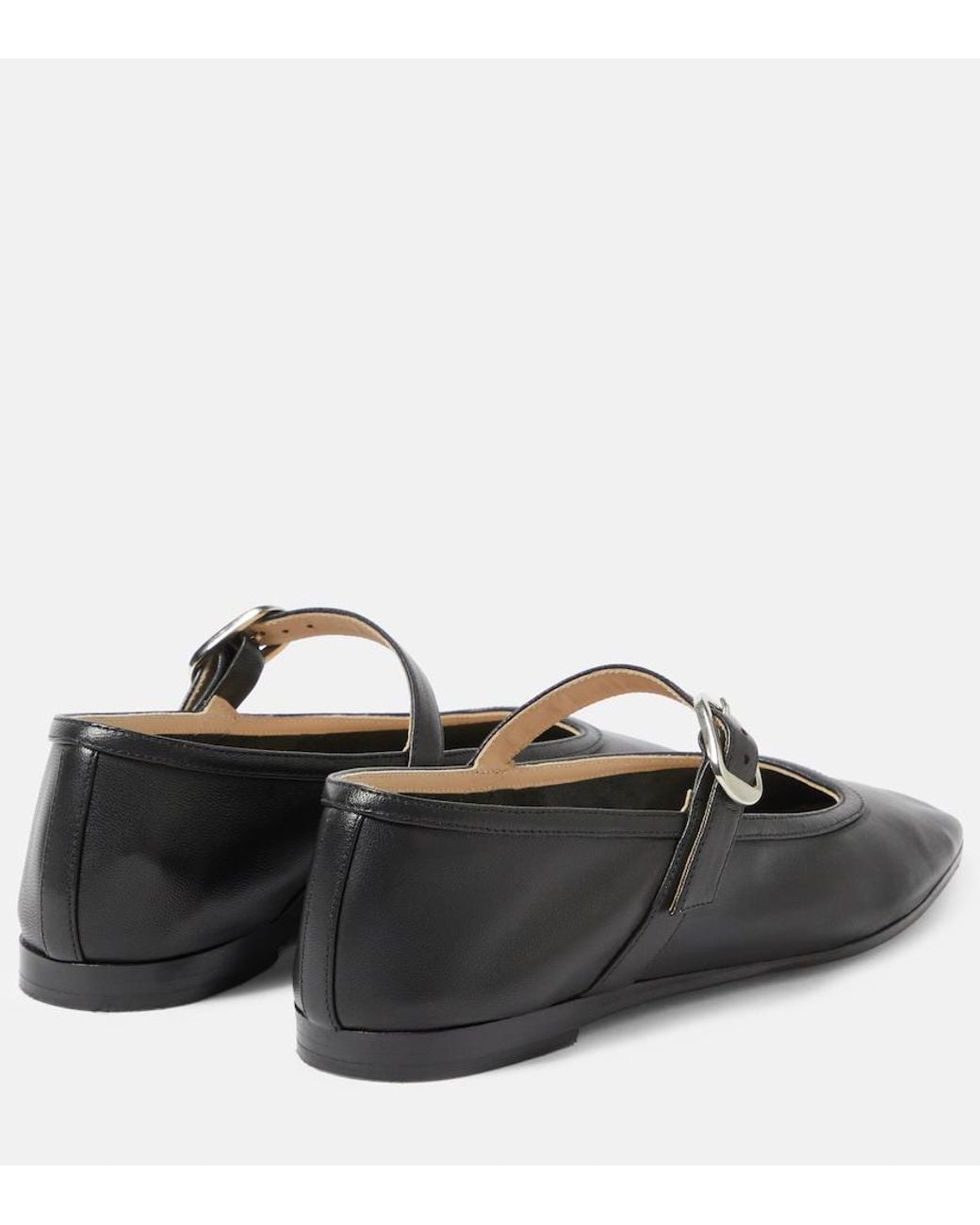 Le Monde Beryl Black Leather Mary Jane Ballet Flats
