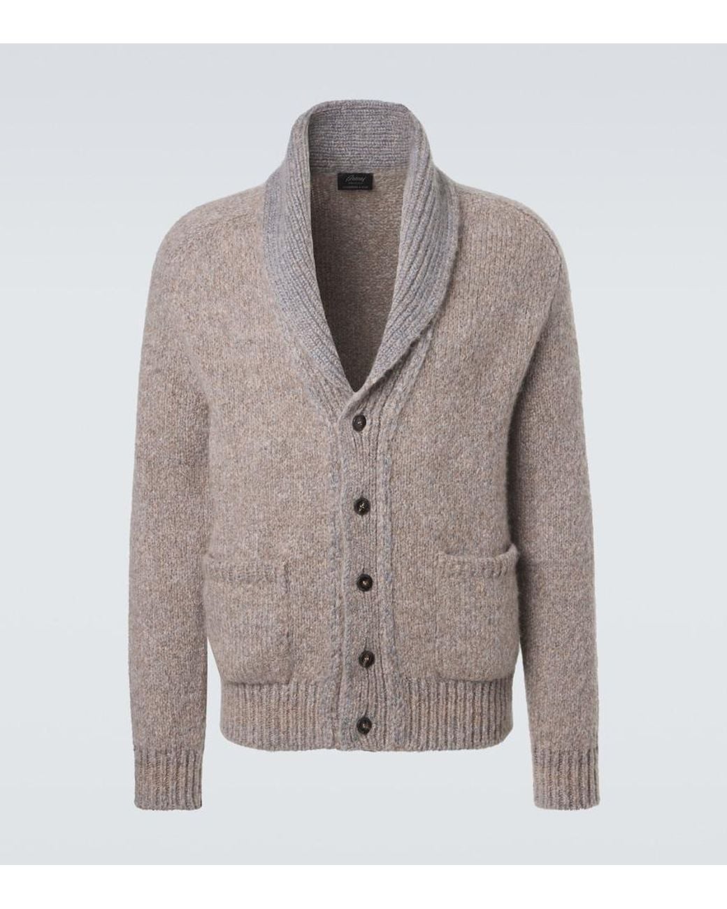 Brioni Gray Cashmere And Silk Cardigan for men
