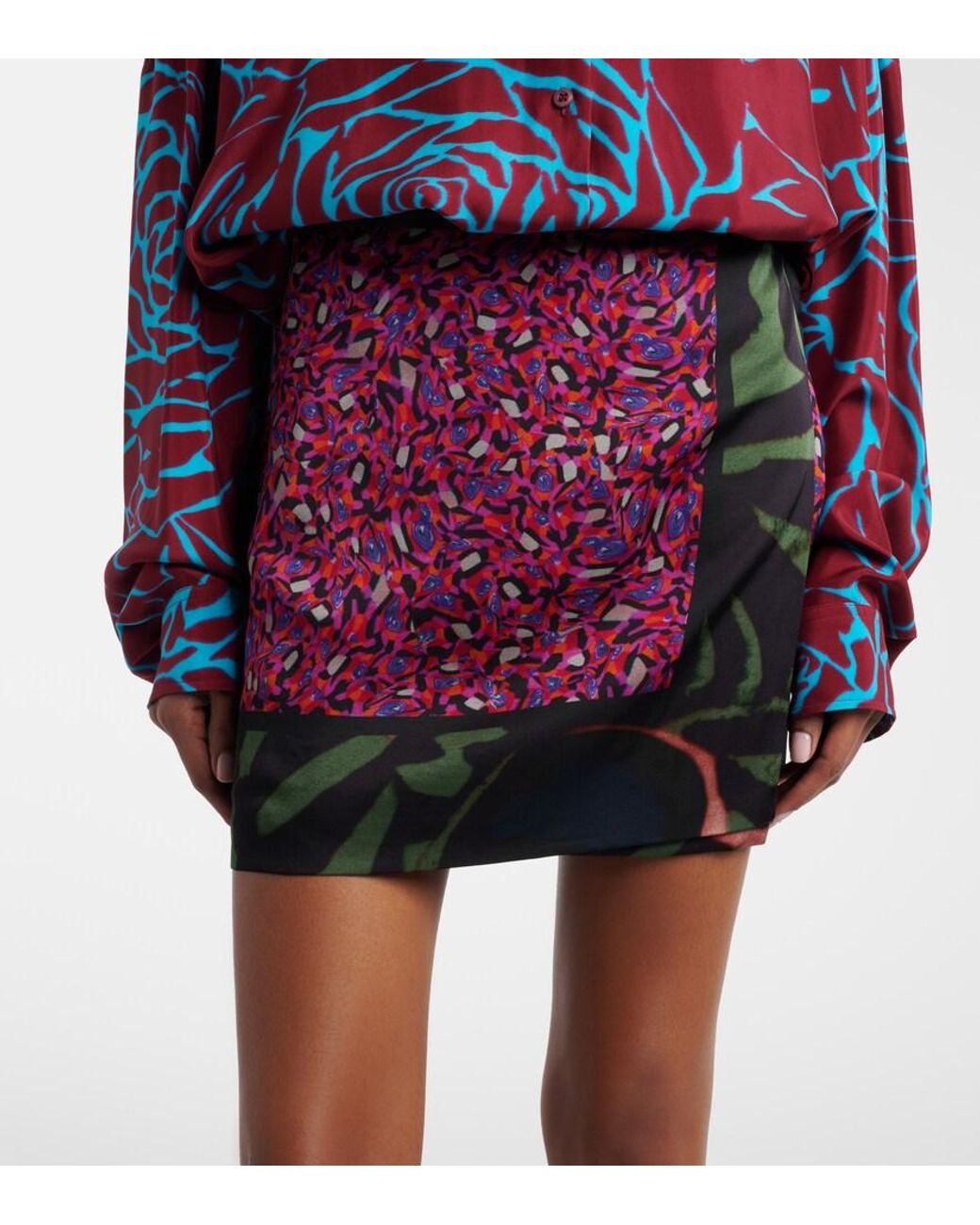 Dries Van Noten Purple Printed Wrap Skirt