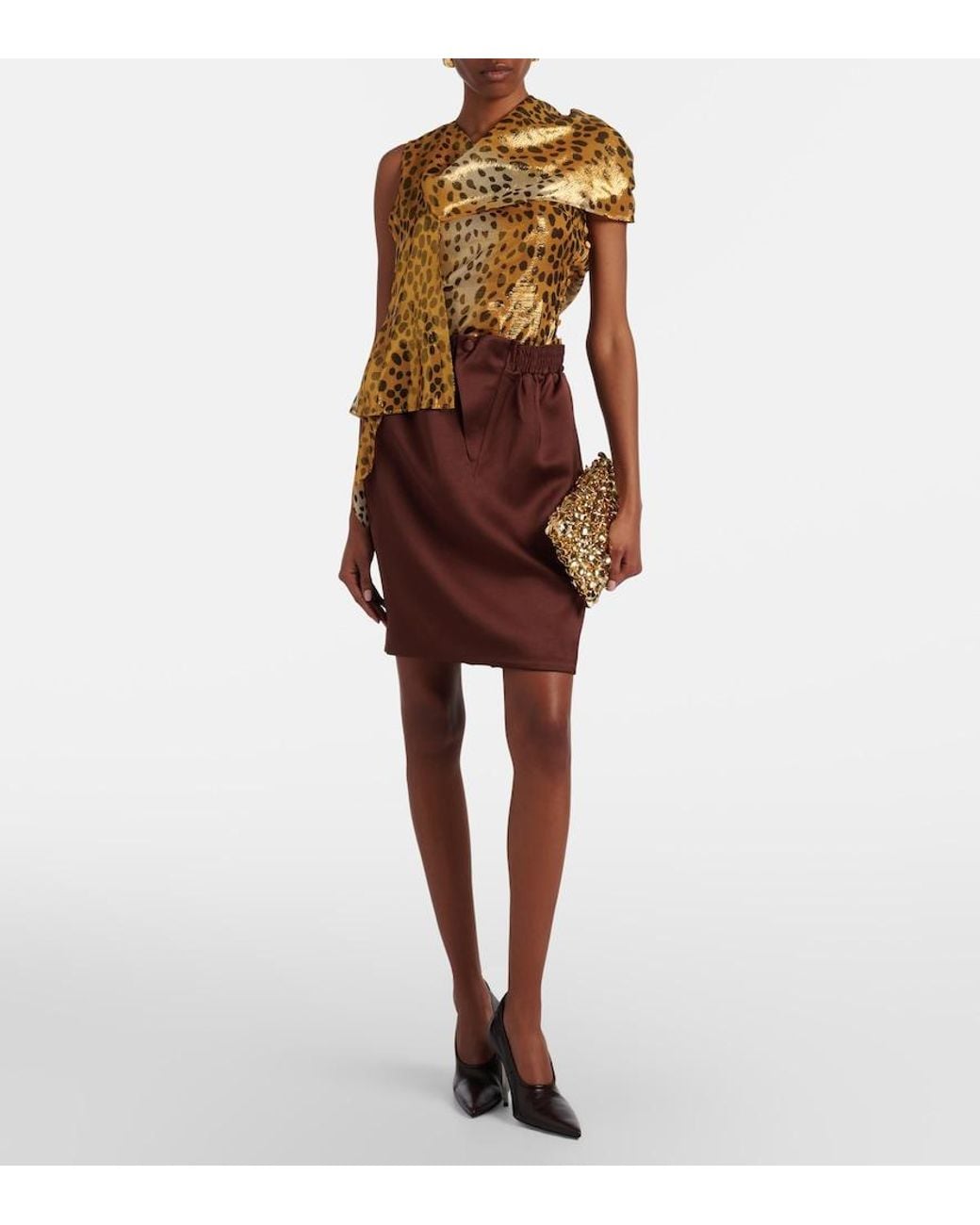 JACQUES WEI Yellow Silk-Blend Lame Top