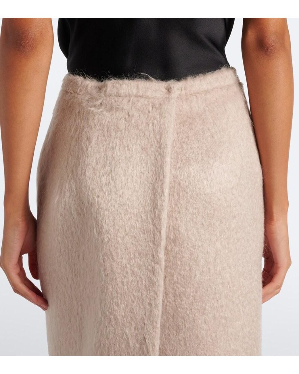 Magda Butrym Natural Mohair And Wool-Blend Midi Skirt