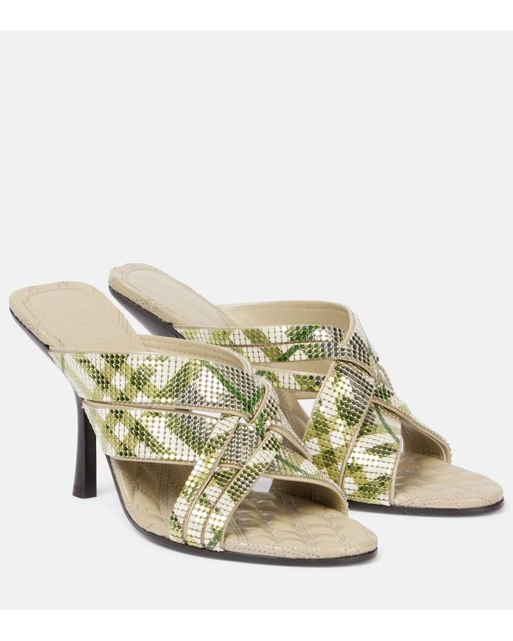 Burberry Metallic Cabana 90 Check Mules
