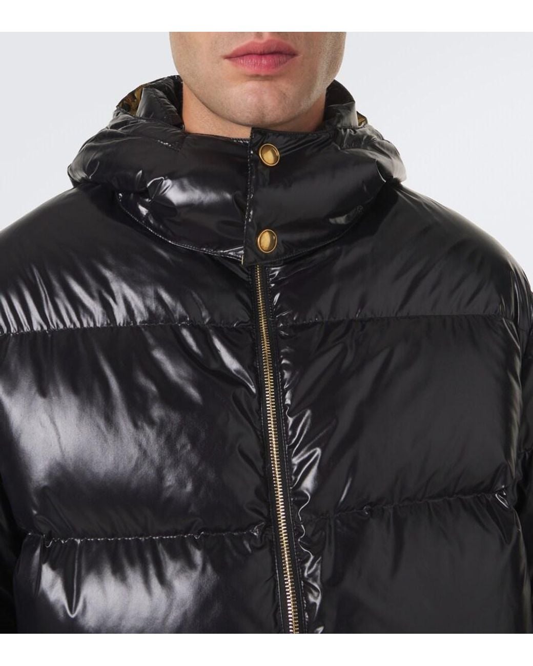 Versace Black Barocco Hooded Down Jacket for men