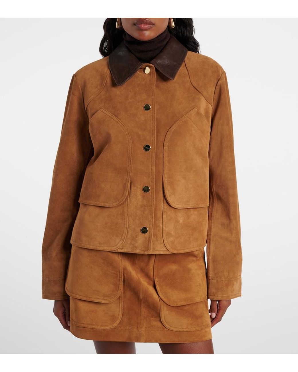 Veronica Beard Brown Walters Suede Field Jacket