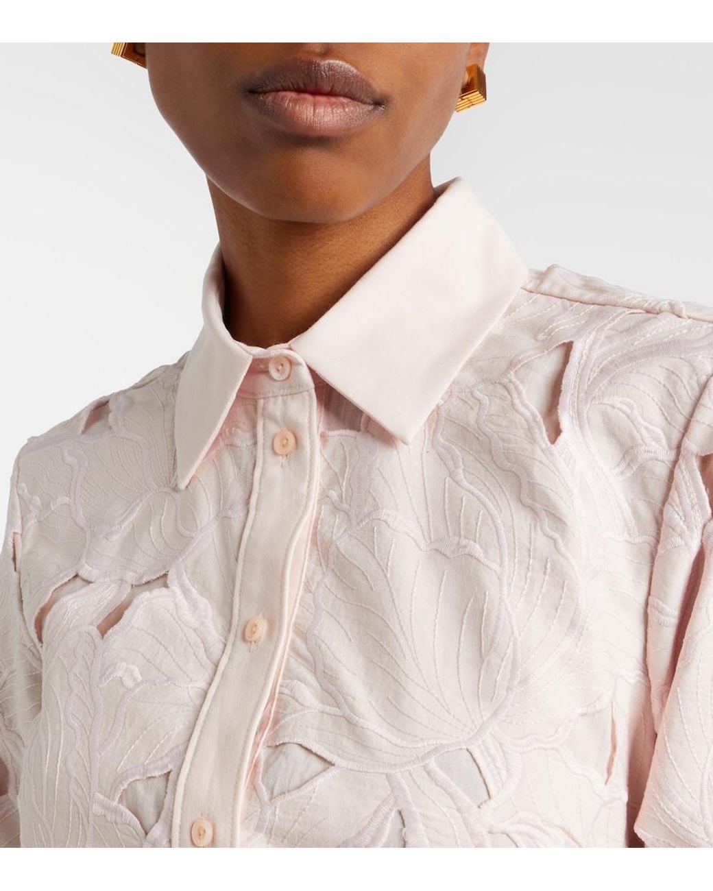 Erdem Natural Guipure Lace Shirt Dress