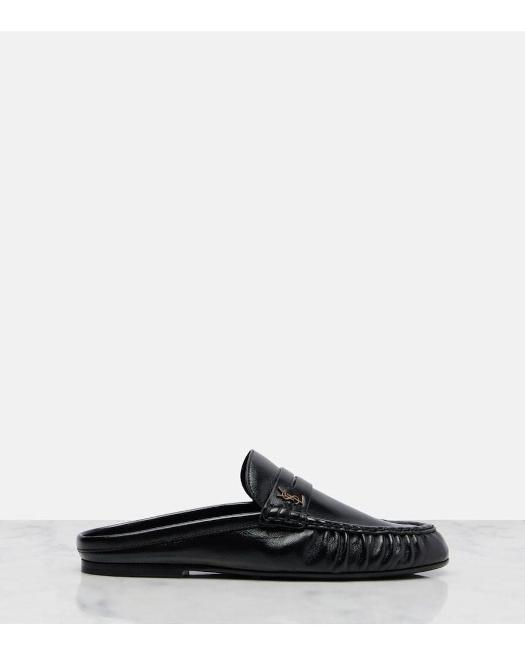 Saint Laurent Black Le Loafer Leather Mules