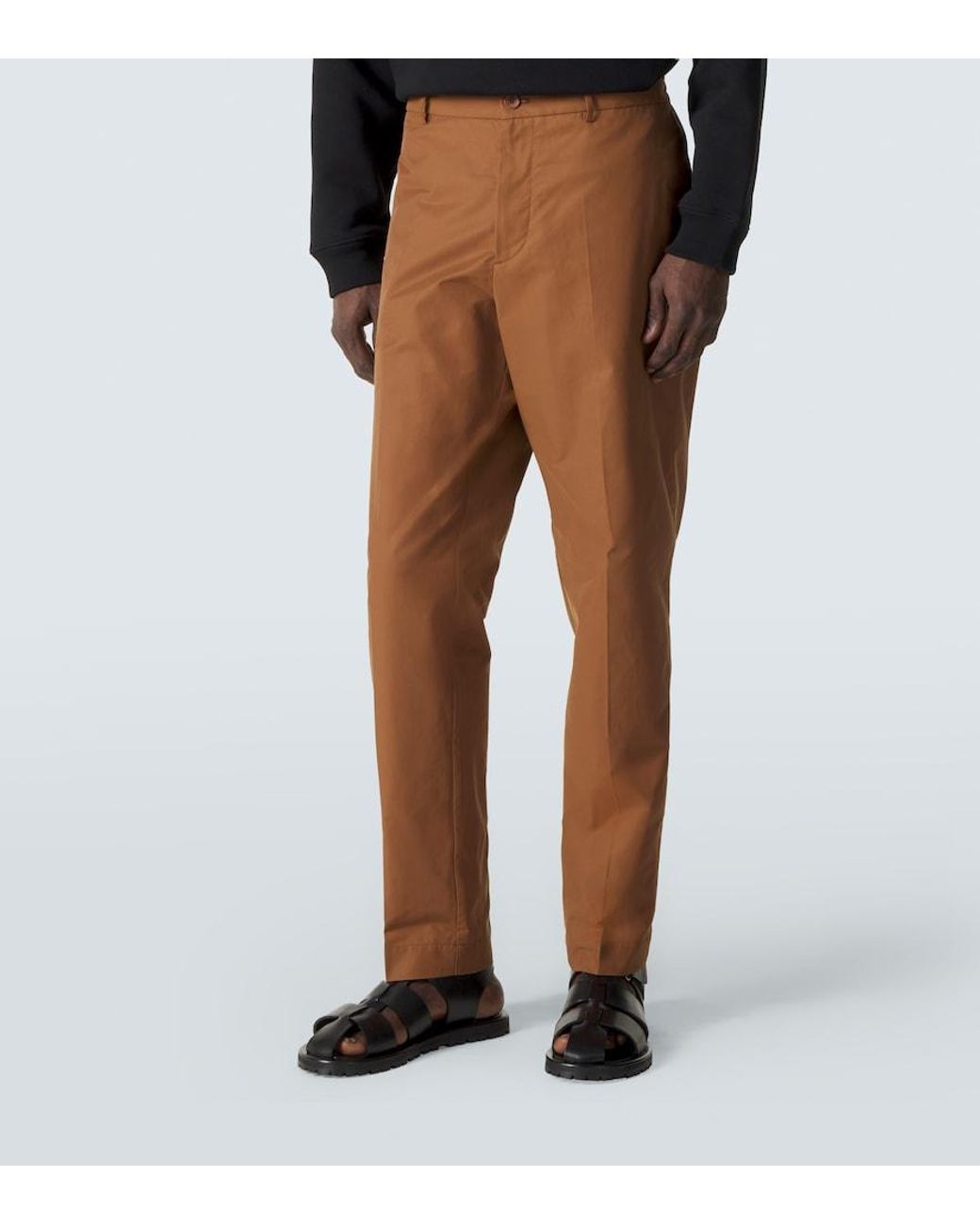 Moncler Brown Cotton-Blend Straight Pants for men