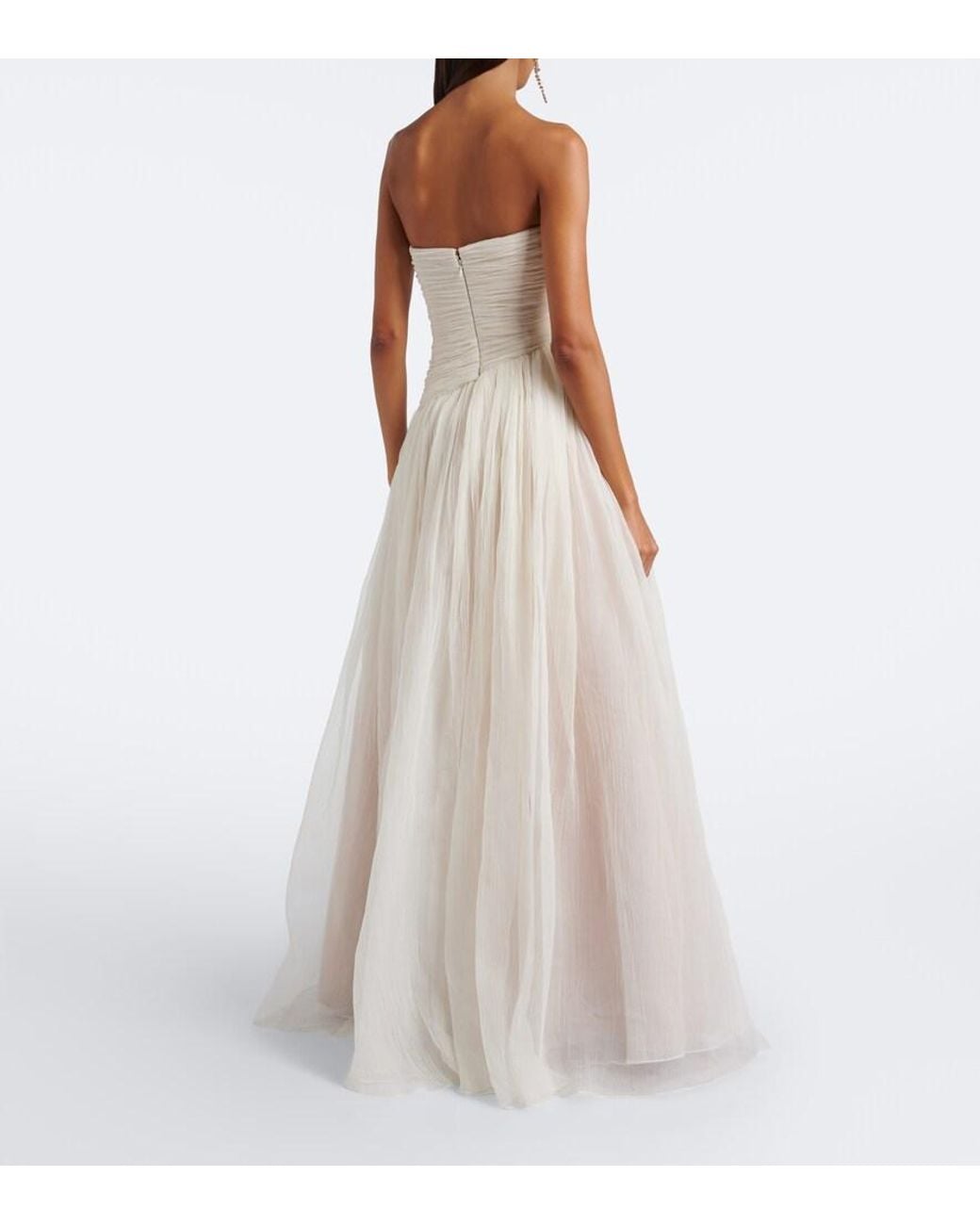 Danielle Frankel White Bridal Mila Silk Organza Bustier Gown