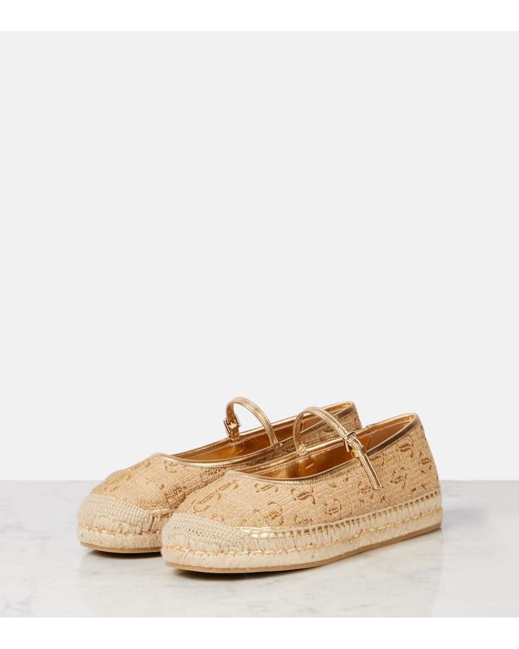 Jimmy Choo Natural Aciel Leather-Trimmed Espadrilles