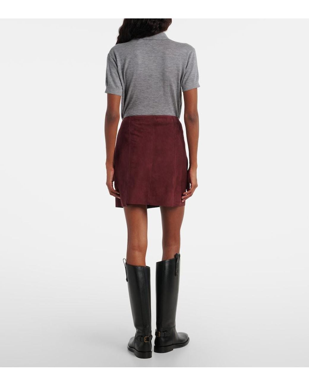 Rixo Red Wiley Suede Miniskirt