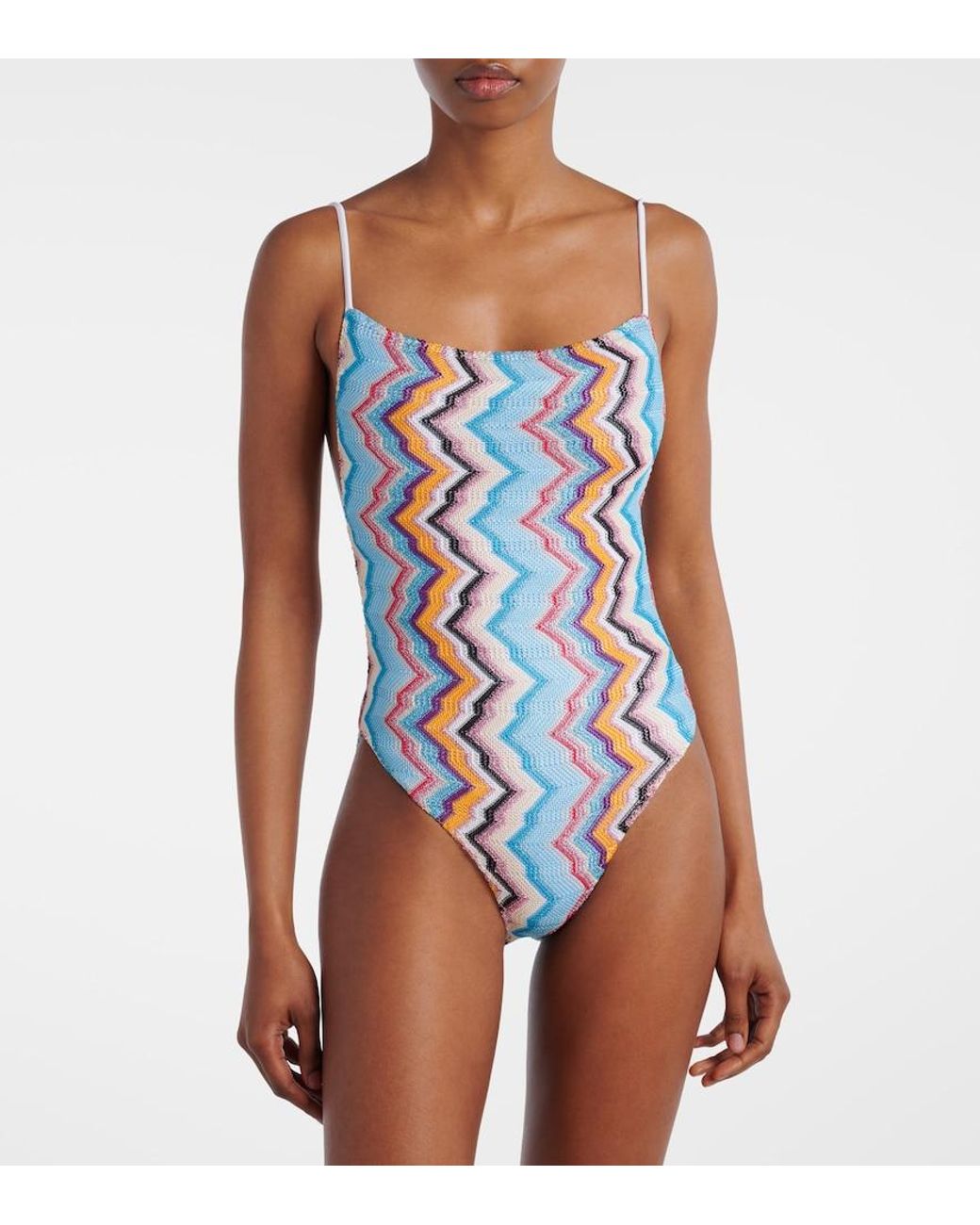Missoni White Zigzag Lame Swimsuit