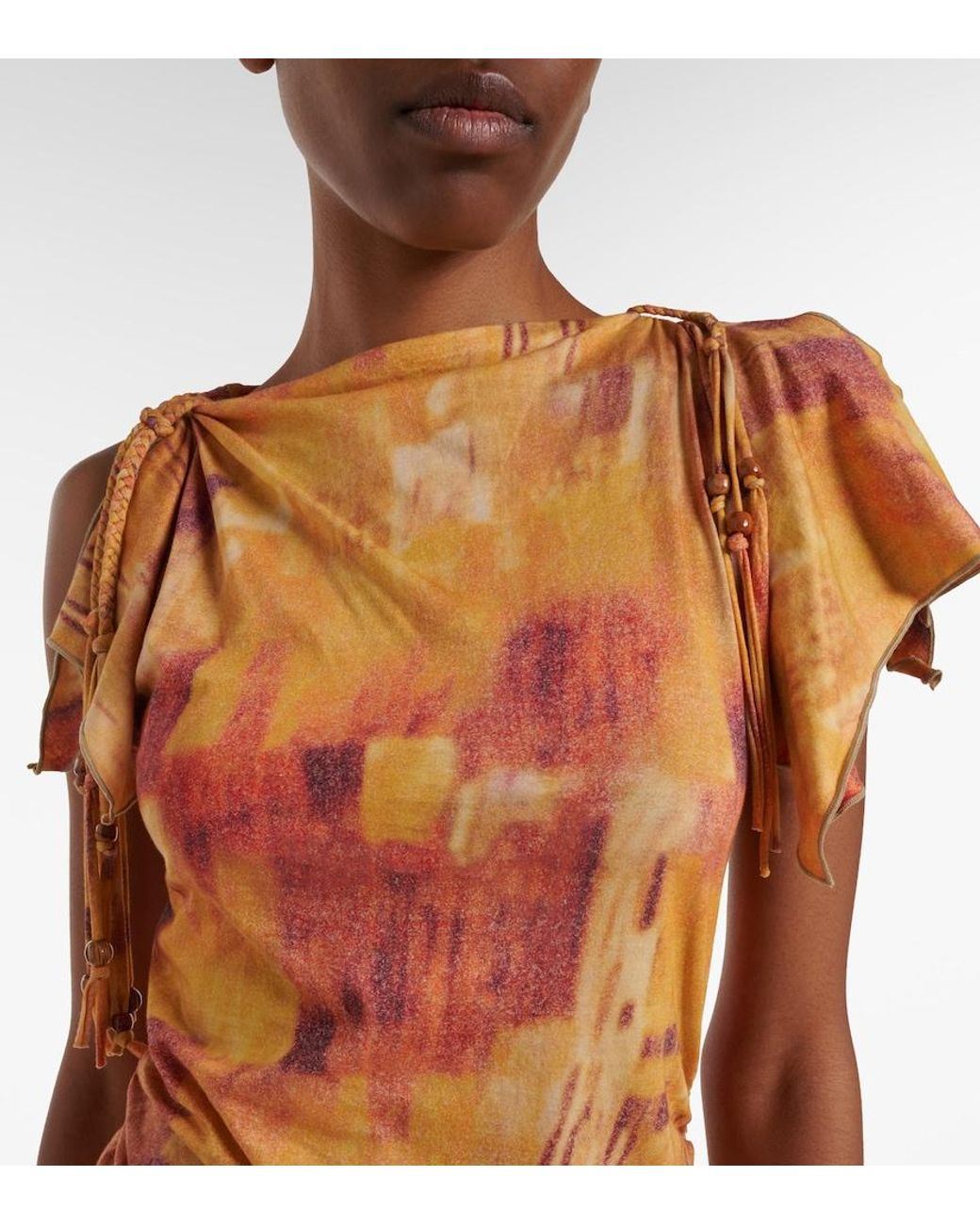 Isabel Marant Orange Janick Printed Ruffled Cotton Minidress