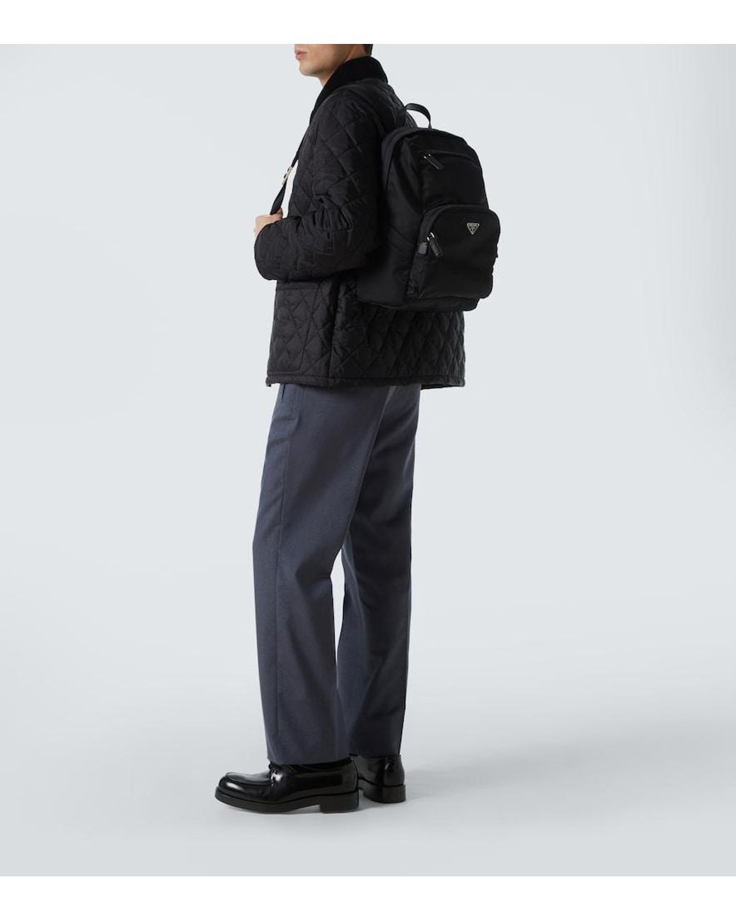 Prada Black Re-Nylon Logo Backpack for men