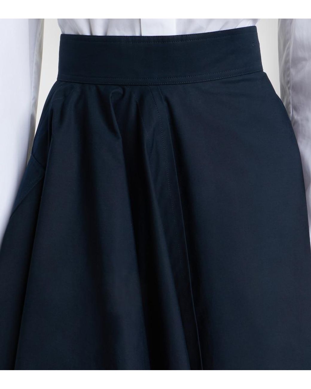 Givenchy Blue Asymmetric Cotton Poplin Maxi Skirt