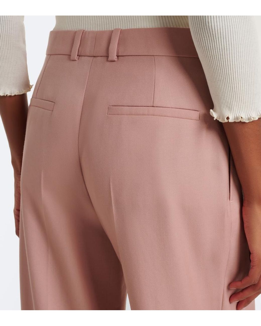 Chloé Pink Virgin Wool Flared Pants