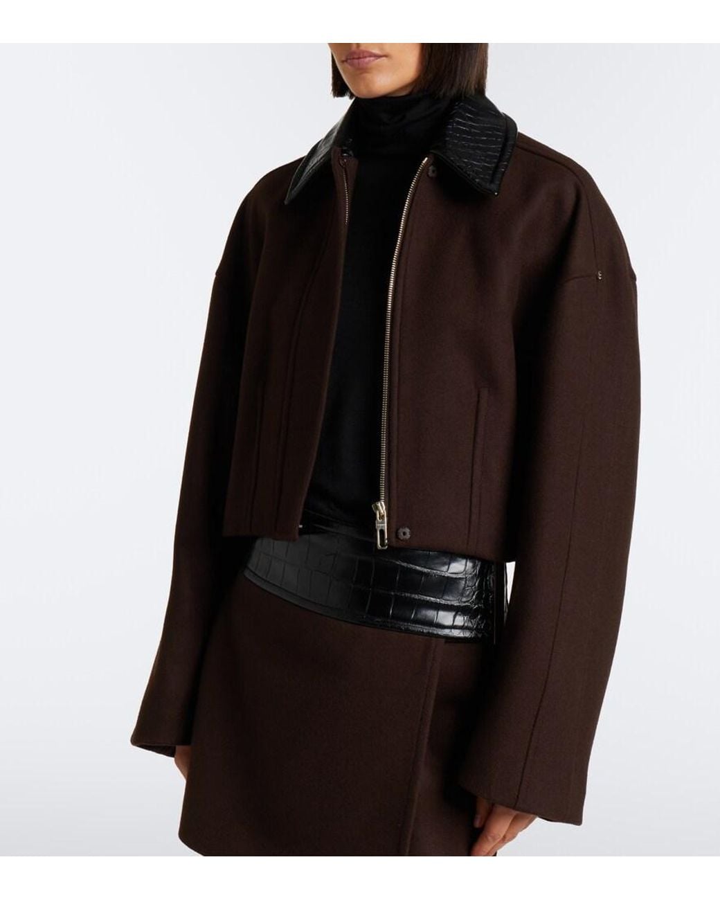 Sportmax Black Cropped Virgin Wool Jacket