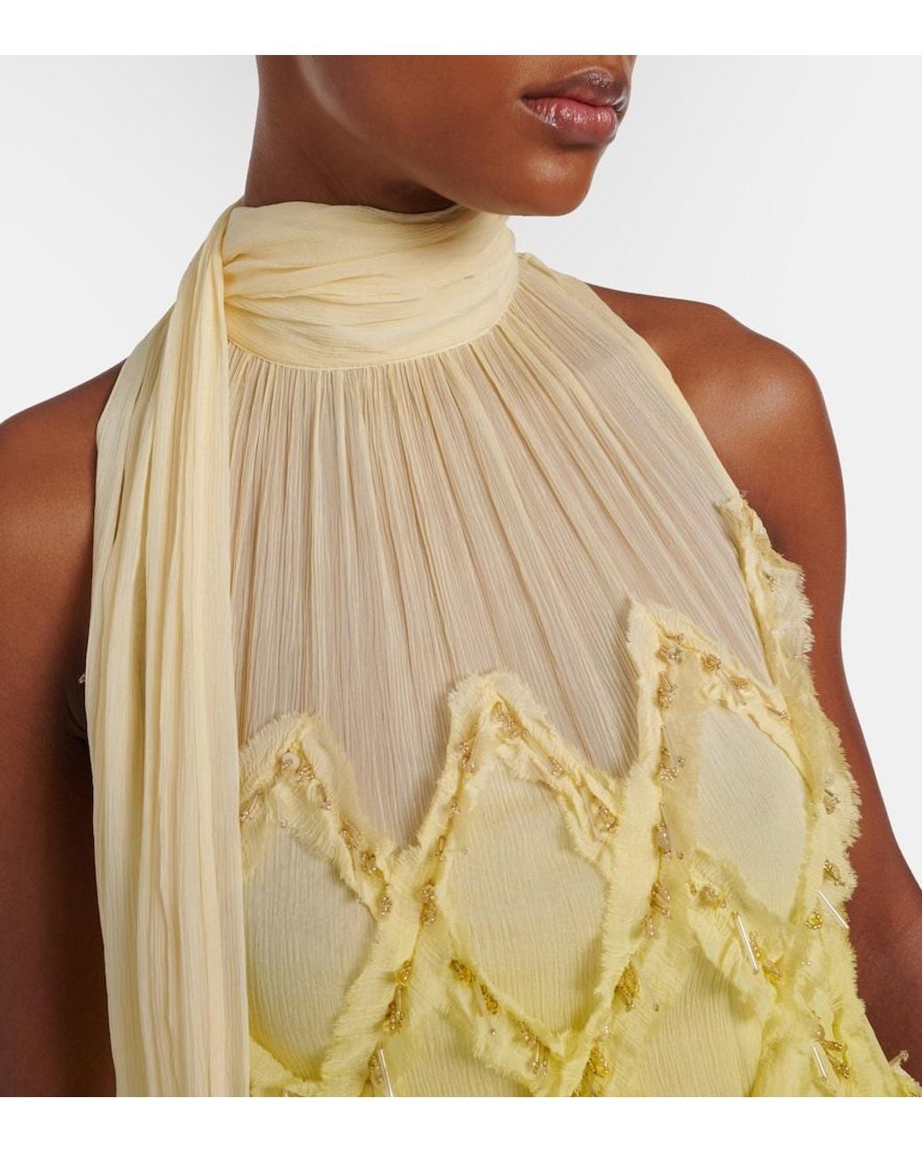 Blumarine Metallic Embellished Crepon Maxi Dress