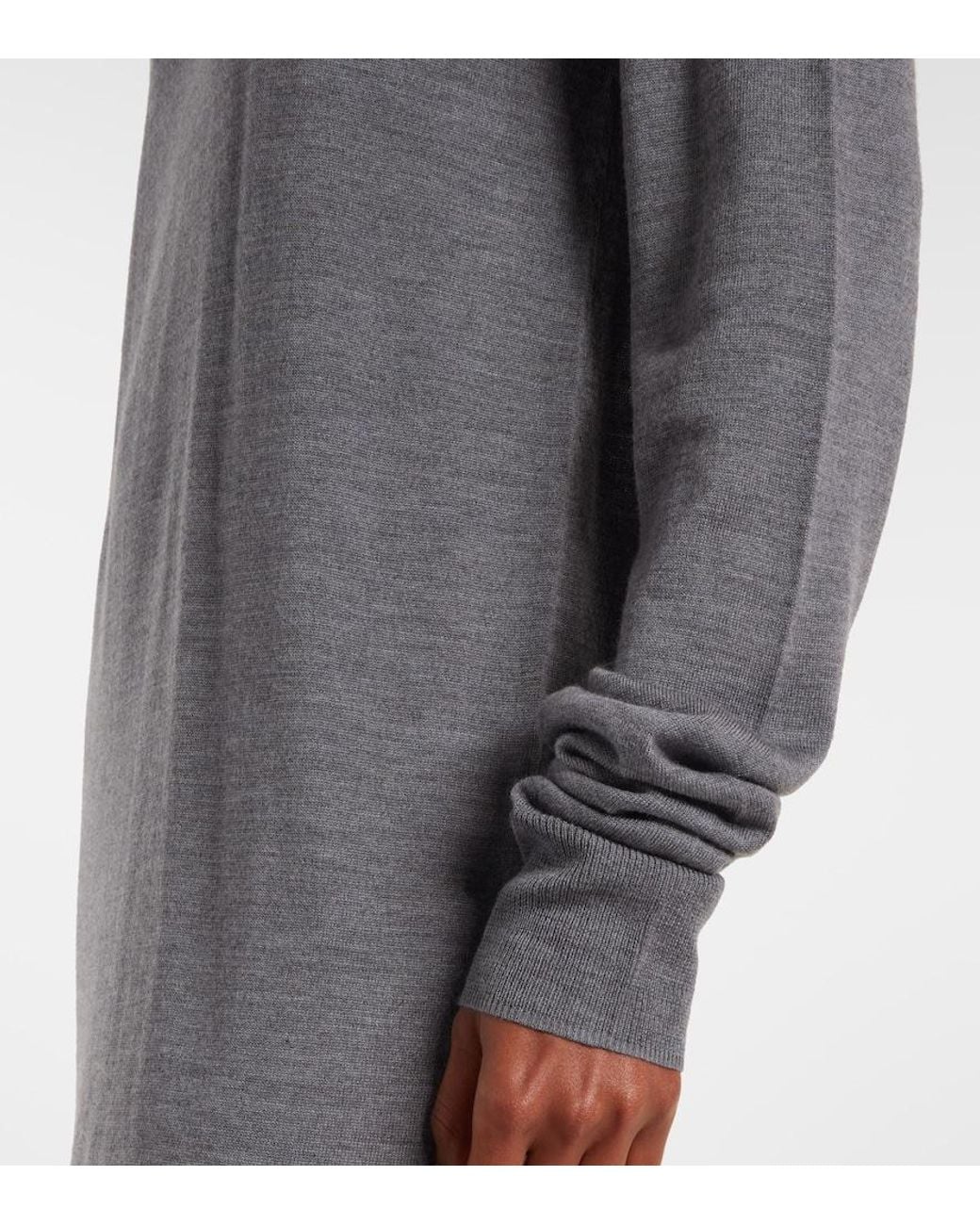 Totême Gray Wool And Silk Sweater Dress