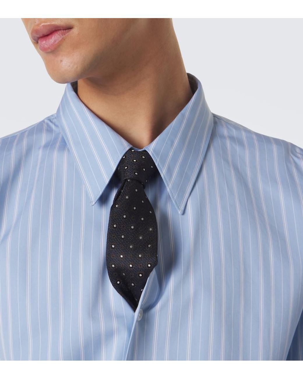 Saint Laurent White Polka-Dot Silk Jacquard Tie for men