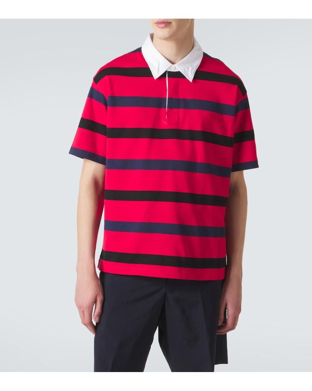 Polo Oversized De Algodon A Rayas Prada de hombre de color Red