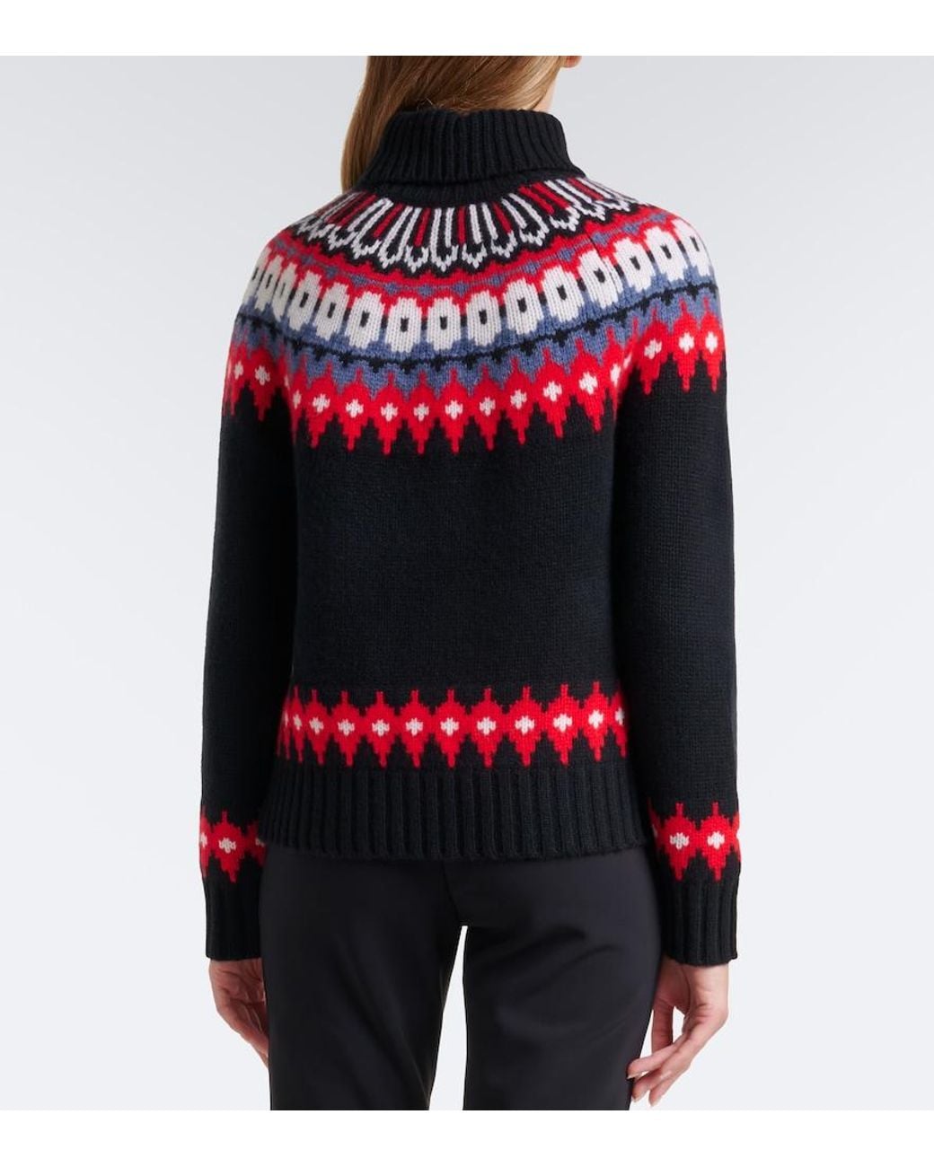 Bogner Red Ingrid Jacquard Cashmere Turtleneck Sweater