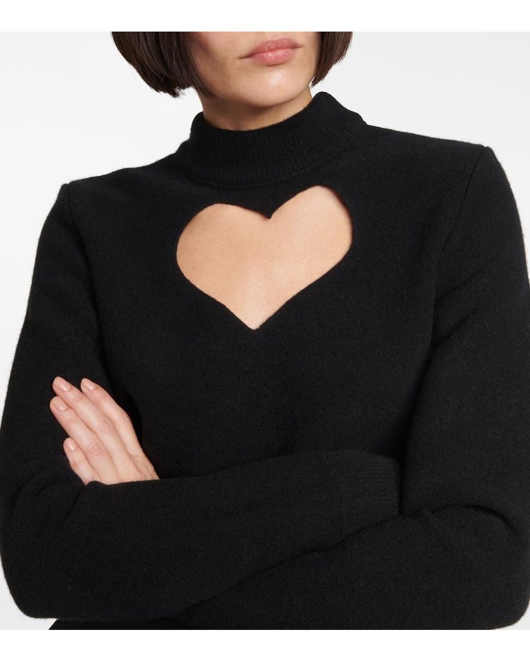 Alaïa Black Keyhole Virgin Wool Cropped Sweater