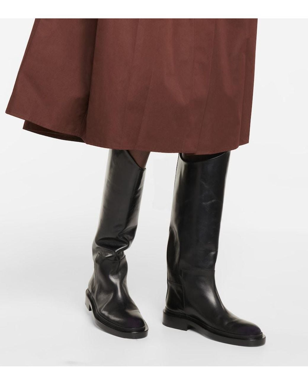 Jil Sander Blue Leather Riding Boots