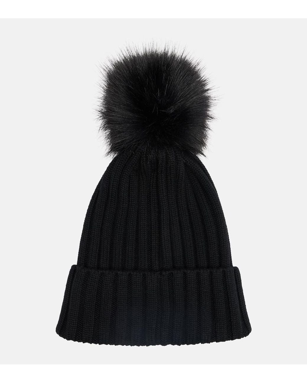 Moncler Black Ribbed-Knit Virgin Wool Beanie