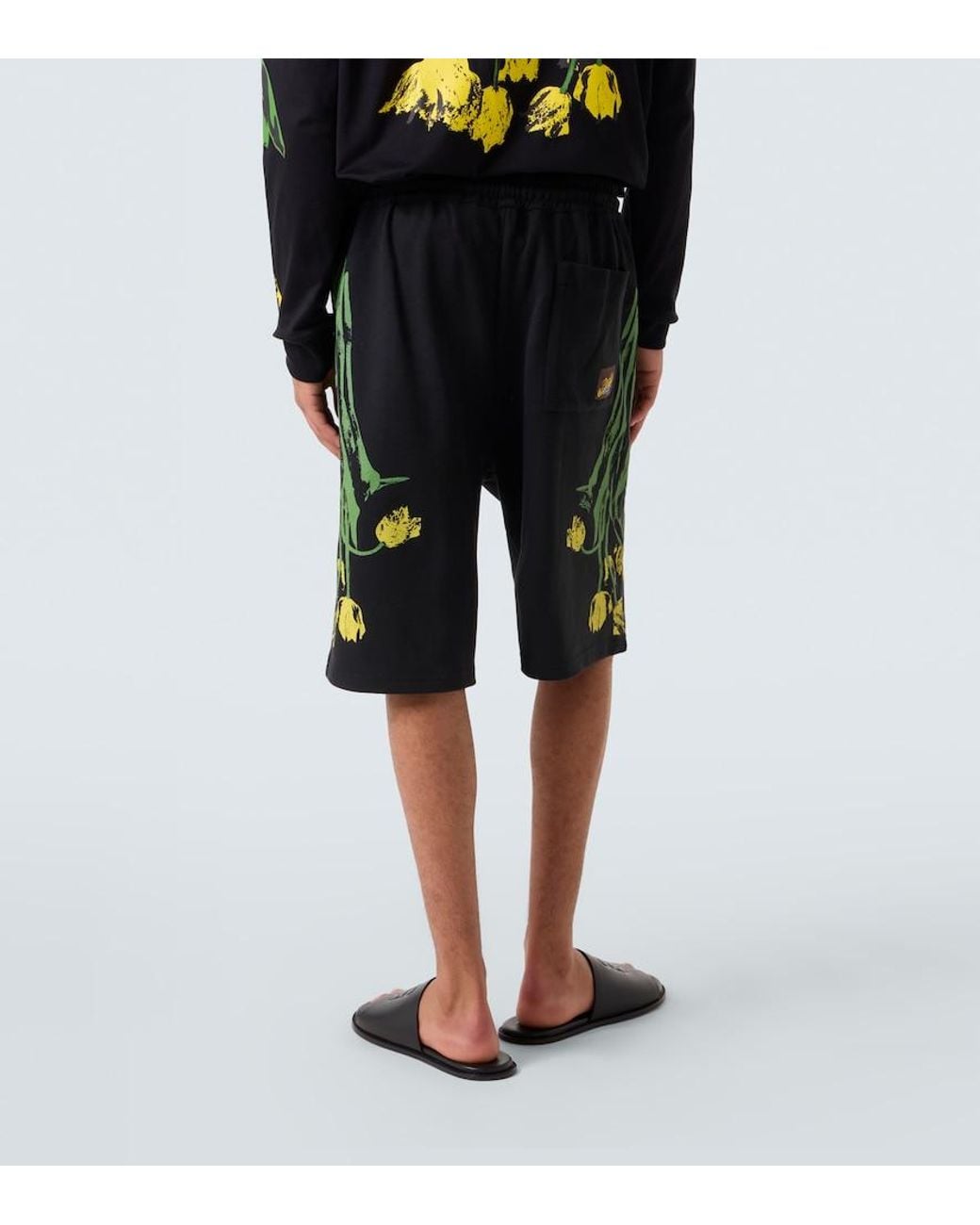Loewe Black Floral Cotton Shorts for men