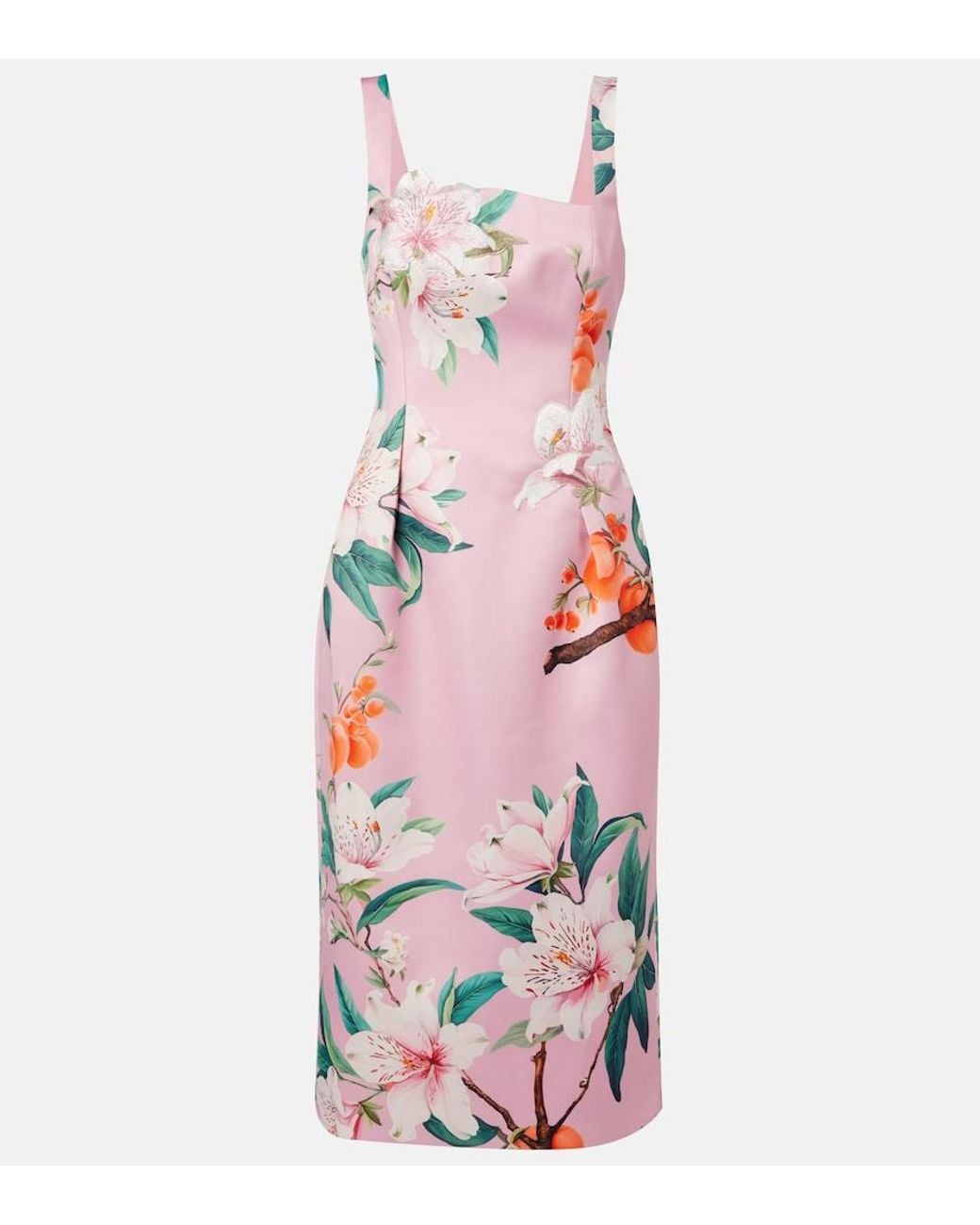 LEO LIN Pink Larissa Floral Satin Midi Dress