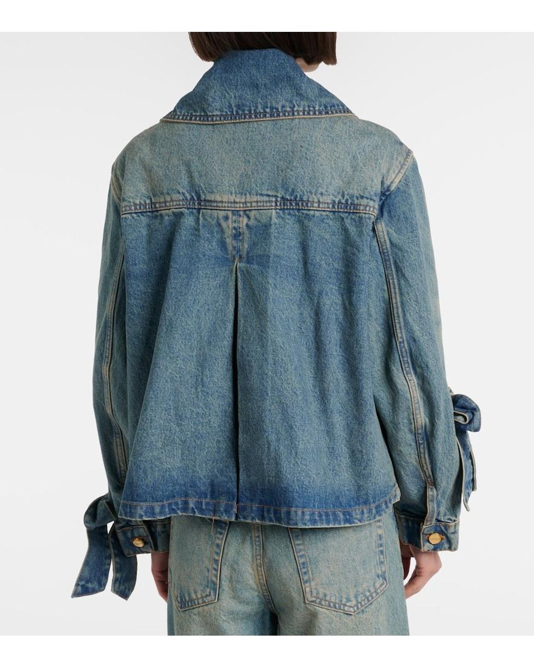 Ganni Blue Bow-Detail Denim Jacket