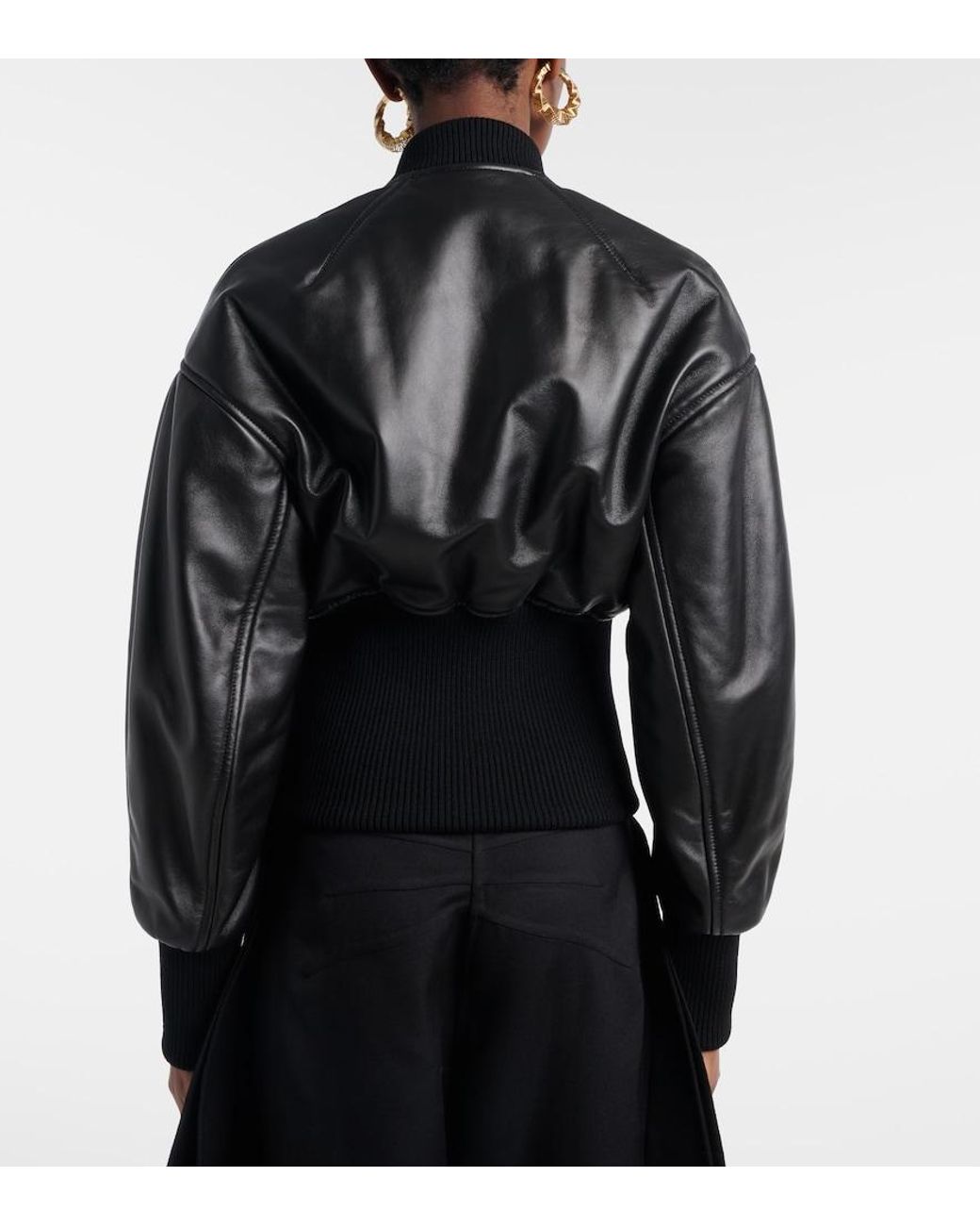 Alaïa Black Leather Bomber Jacket