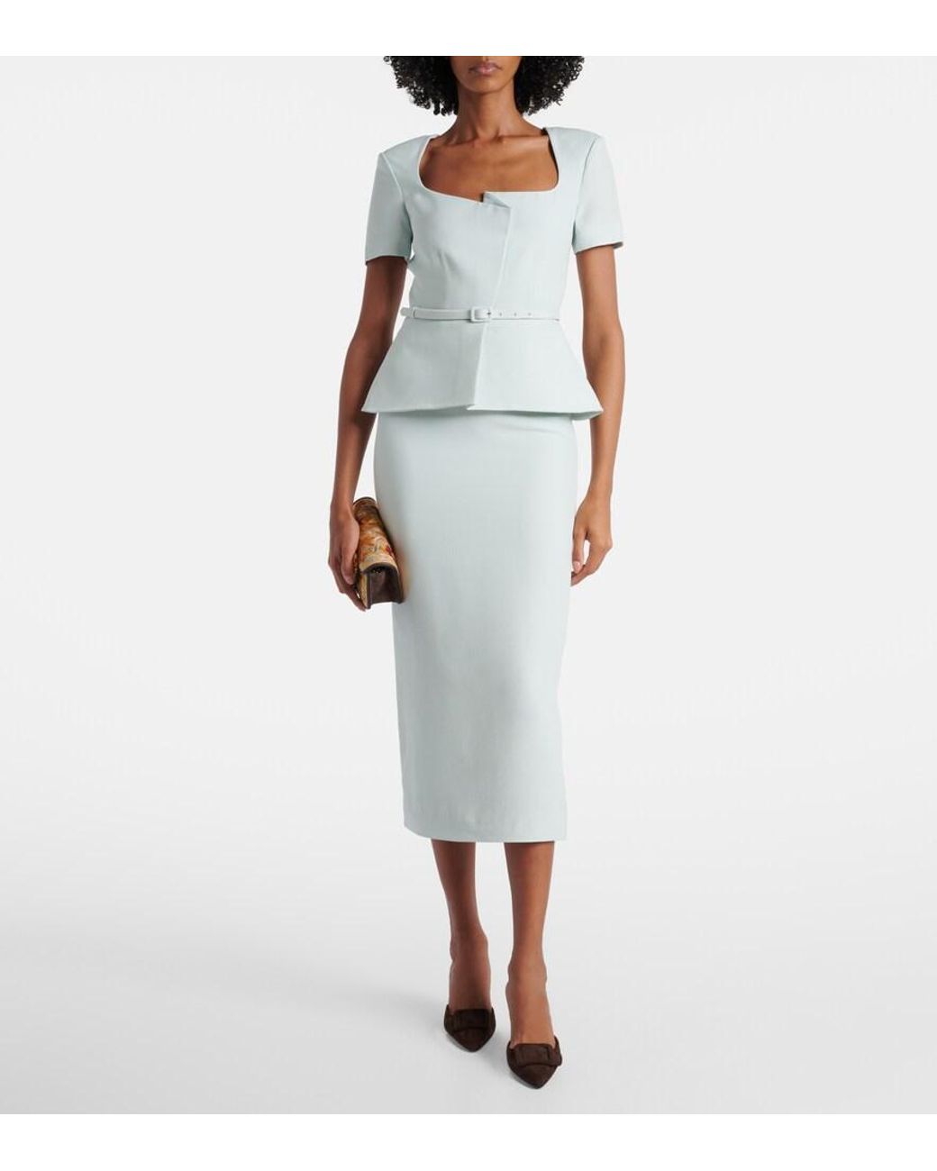 Roland Mouret White Wool And Slik Midi Dress