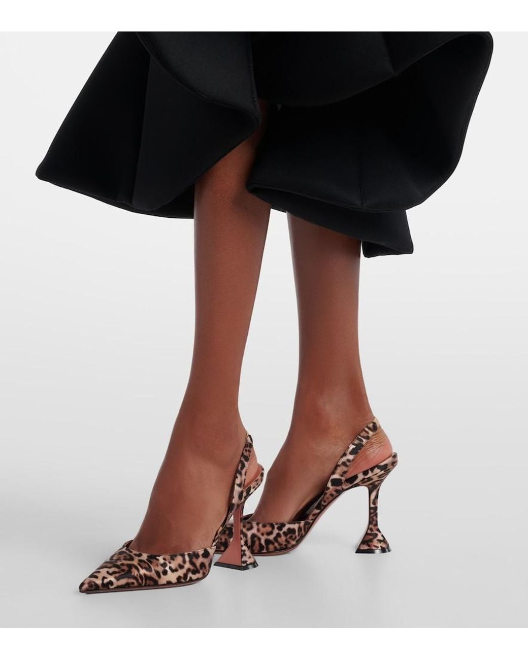 AMINA MUADDI Brown Slingback-Pumps Holli 95 Aus Satin