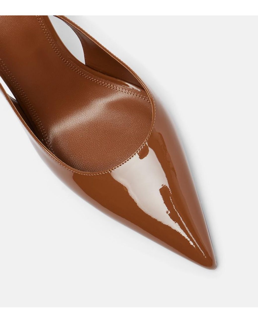 Paris Texas Brown Lidia 105 Patent Leather Slingback Pumps