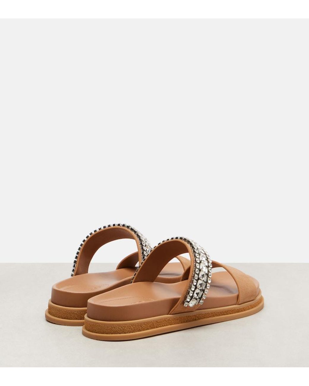 Jimmy Choo Brown Jadi Crystal-Embellished Suede Slides