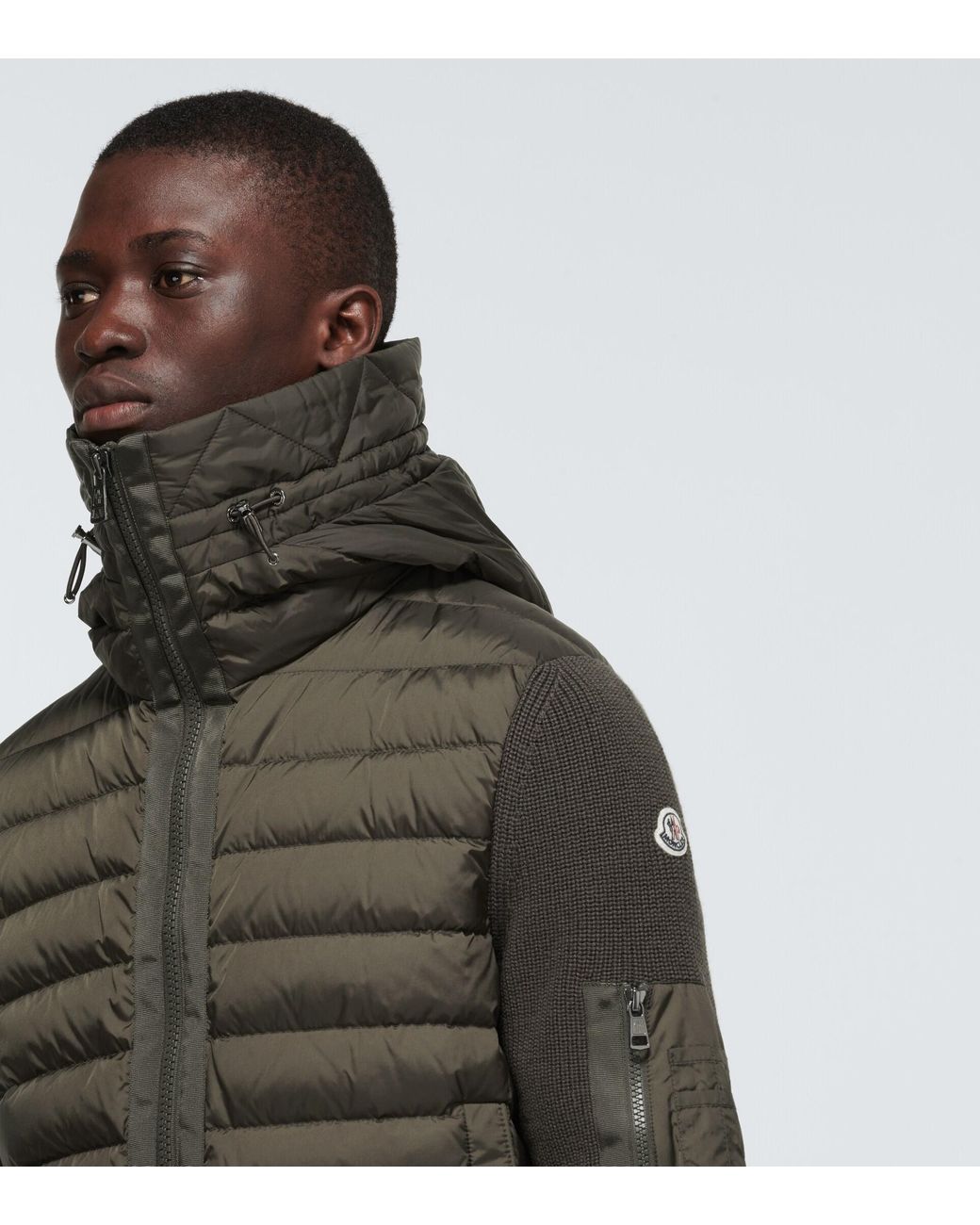 Moncler Tricot Army Green Shell And Wool-blend Jacket for Men | Lyst