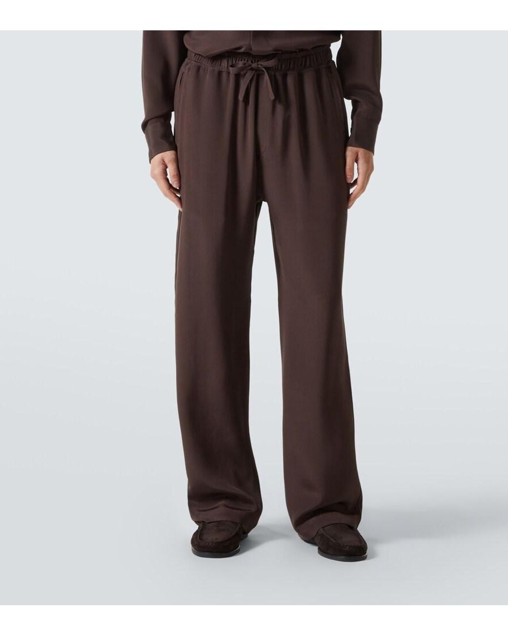 Saman Amel Weite Hose Aus Seide in Brown für Herren