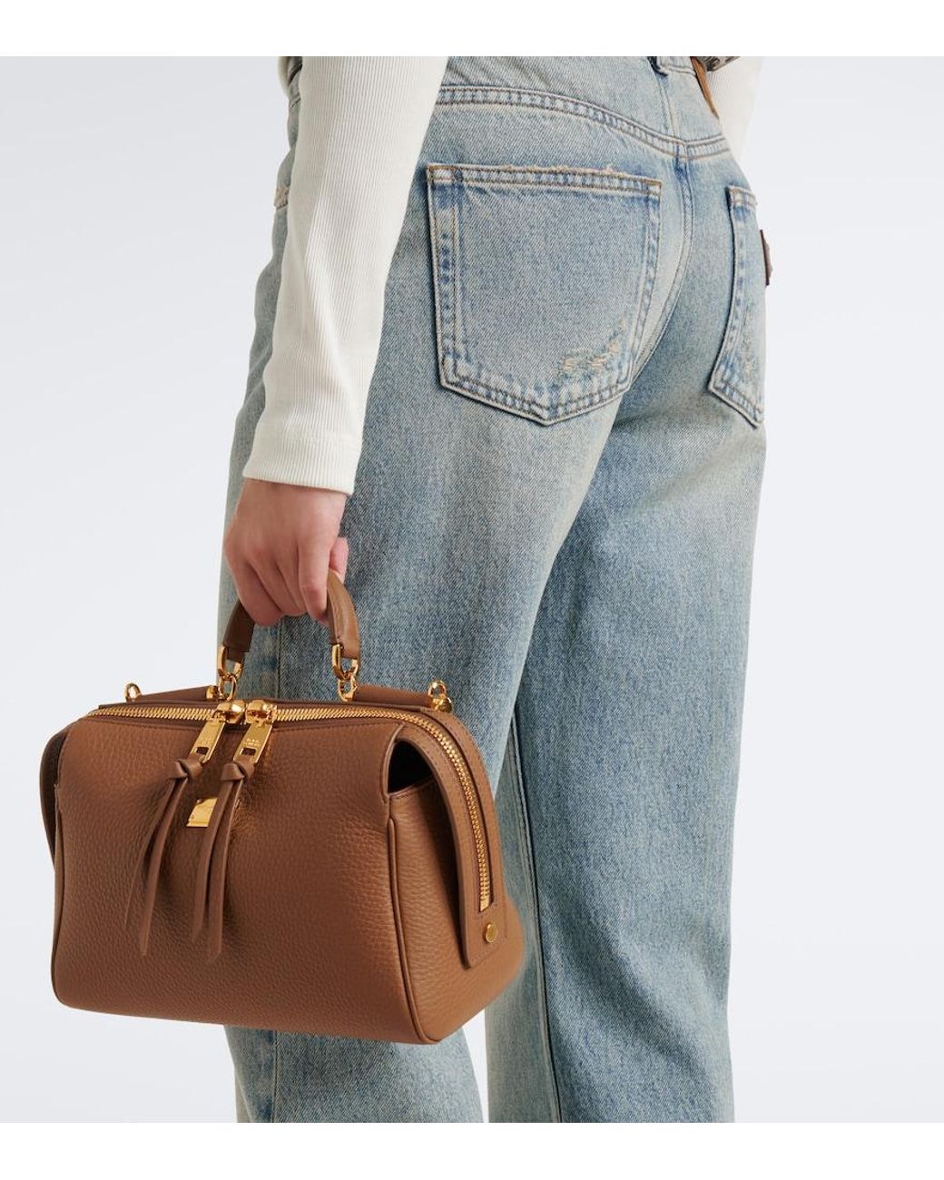 Dolce & Gabbana Brown Vittoria Small Leather Top-Handle Bag