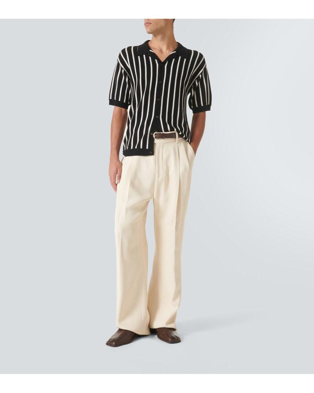 King & Tuckfield Black Striped Wool Shirt for men