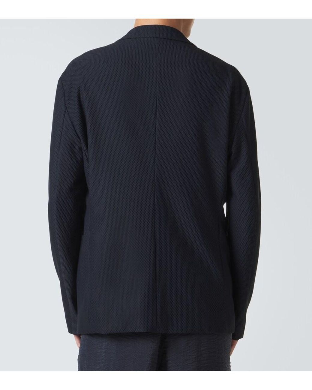 Giorgio Armani Black Waffle-Knit Blazer for men