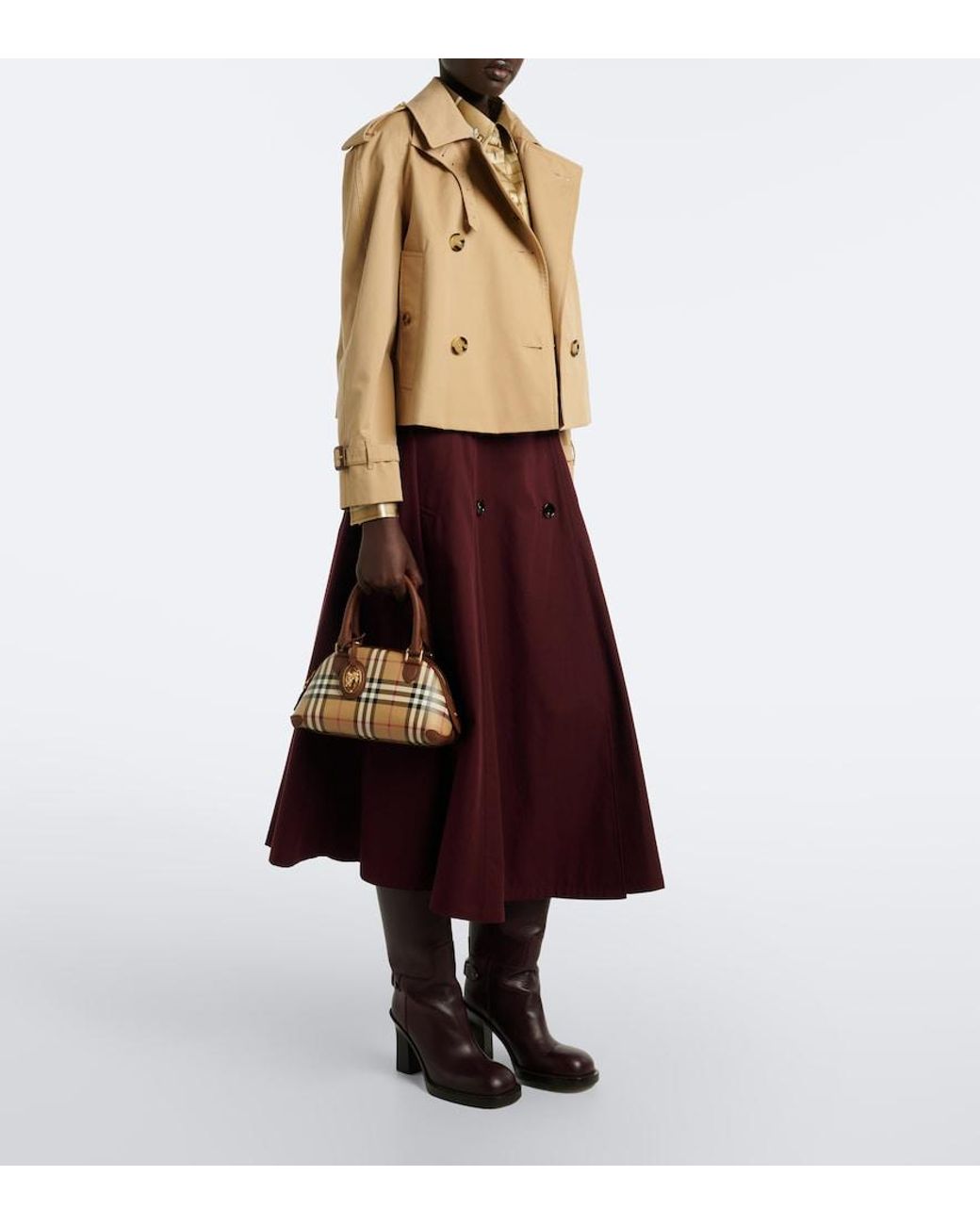 Burberry Brown Primrose Check Mini Top-Handle Bag