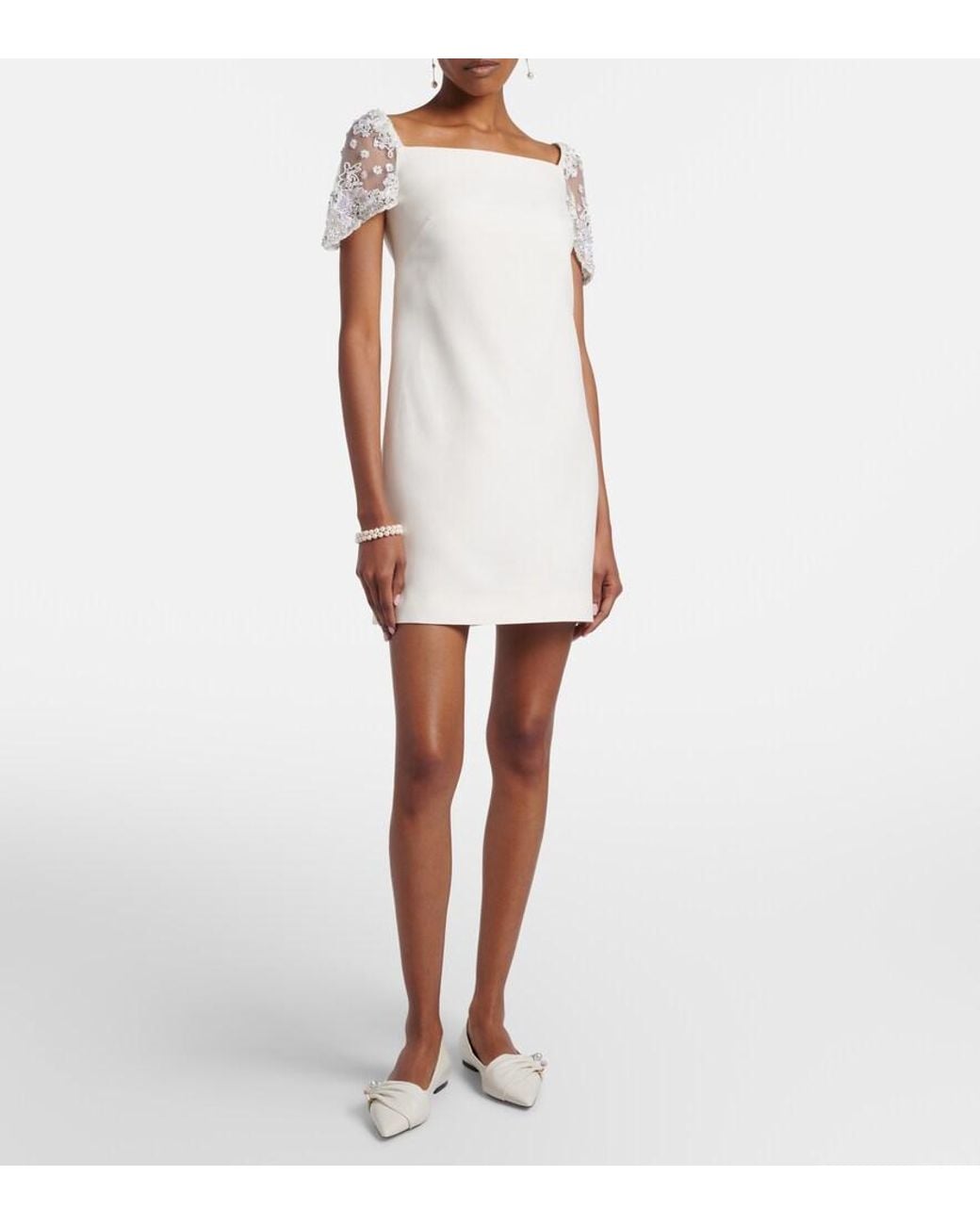 Jimmy Choo White Rafi Embellished Leather Ballet Flats