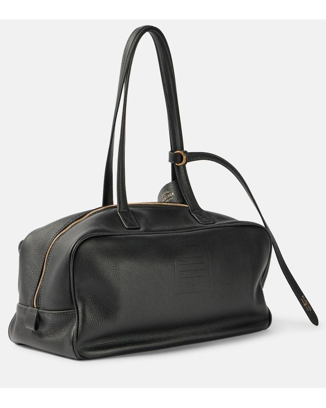 Balenciaga Black Carrie Medium Leather Bowling Bag