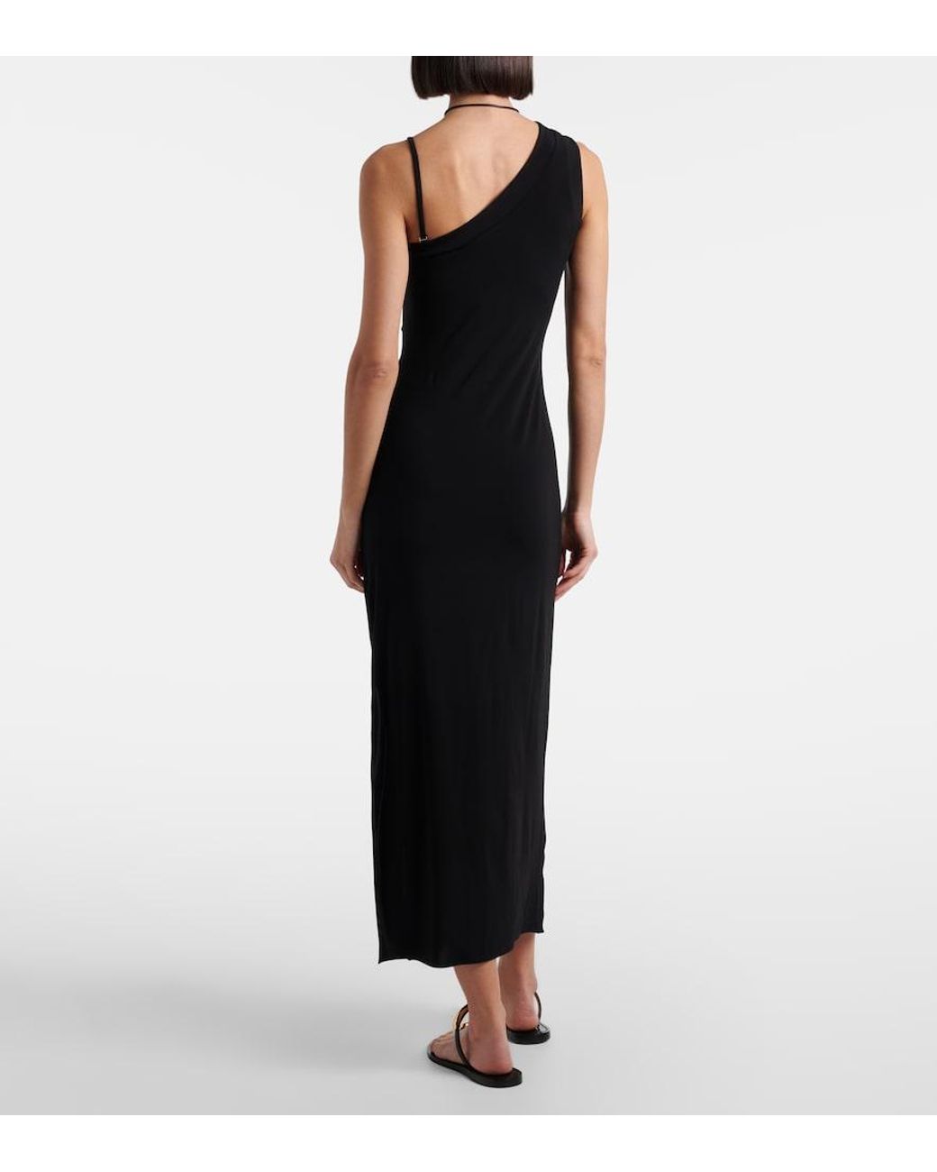 Max Mara Black Fiabe One-Shoulder Midi Dress