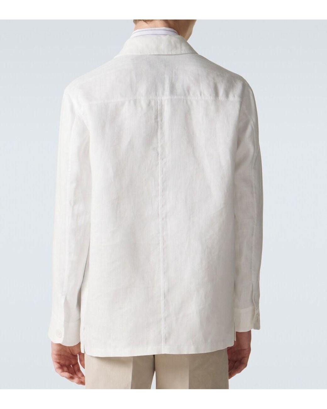 Brioni White Linen And Cotton Jacket for men