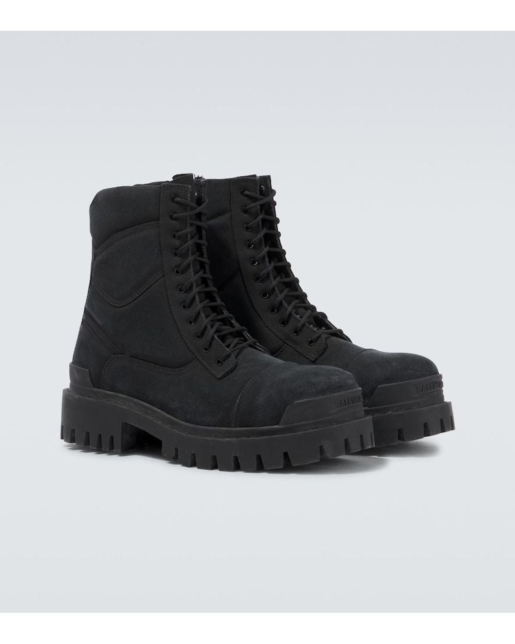 Balenciaga Black Combat Strike Canvas Lace-Up Boots for men