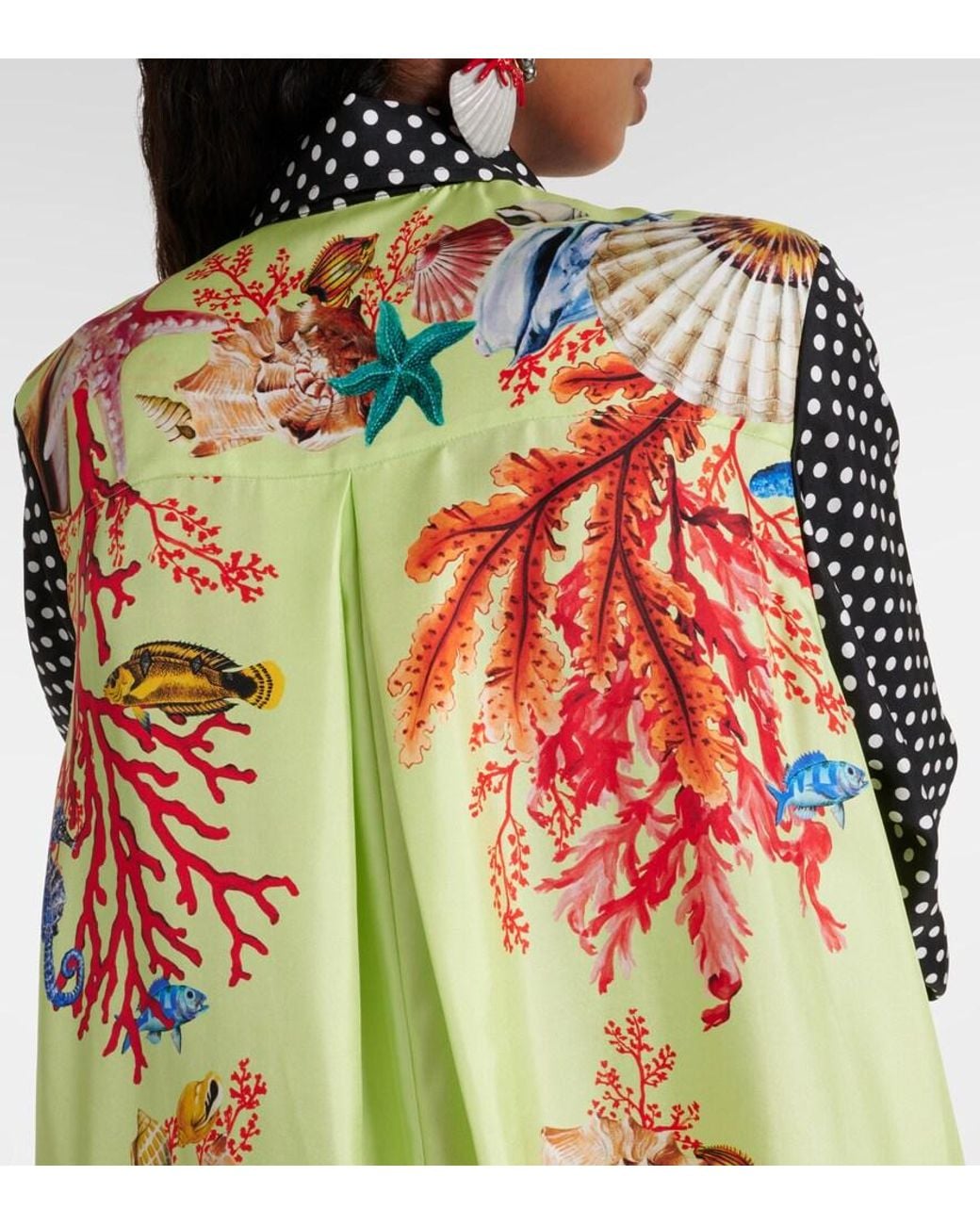 Robe Chemise Capri En Soie A Imprime Dolce & Gabbana en coloris Green
