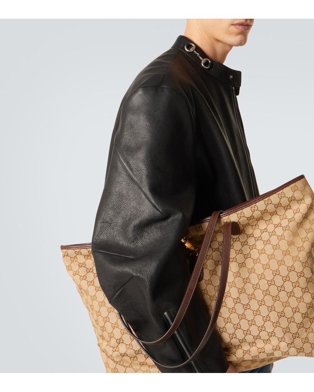 Gucci Natural Jackie Gg Canvas Large Tote Bag for men