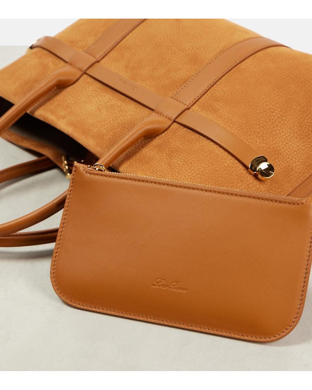 Loro Piana Brown Ghiera Small Leather Tote Bag